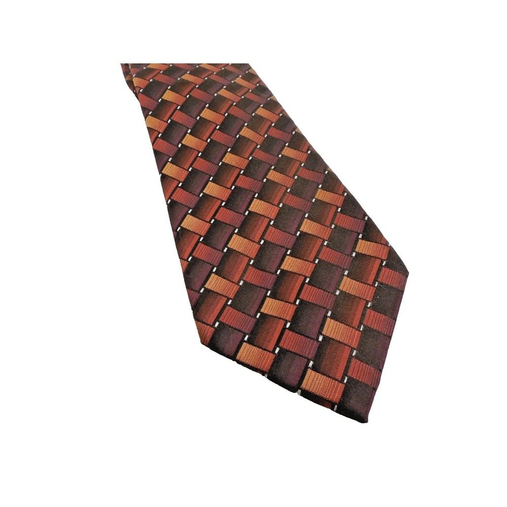 Geoffrey Beene Men's Tie 60" Long / 3.5" wide Handmade 100% Silk Copper/ Brown